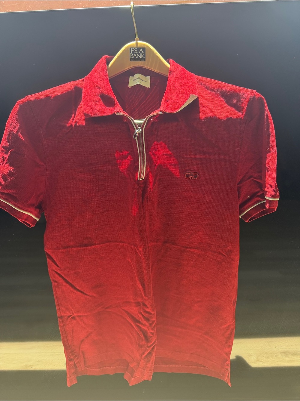 Salvatore Ferragamo Men's Bright Red Zip Polo